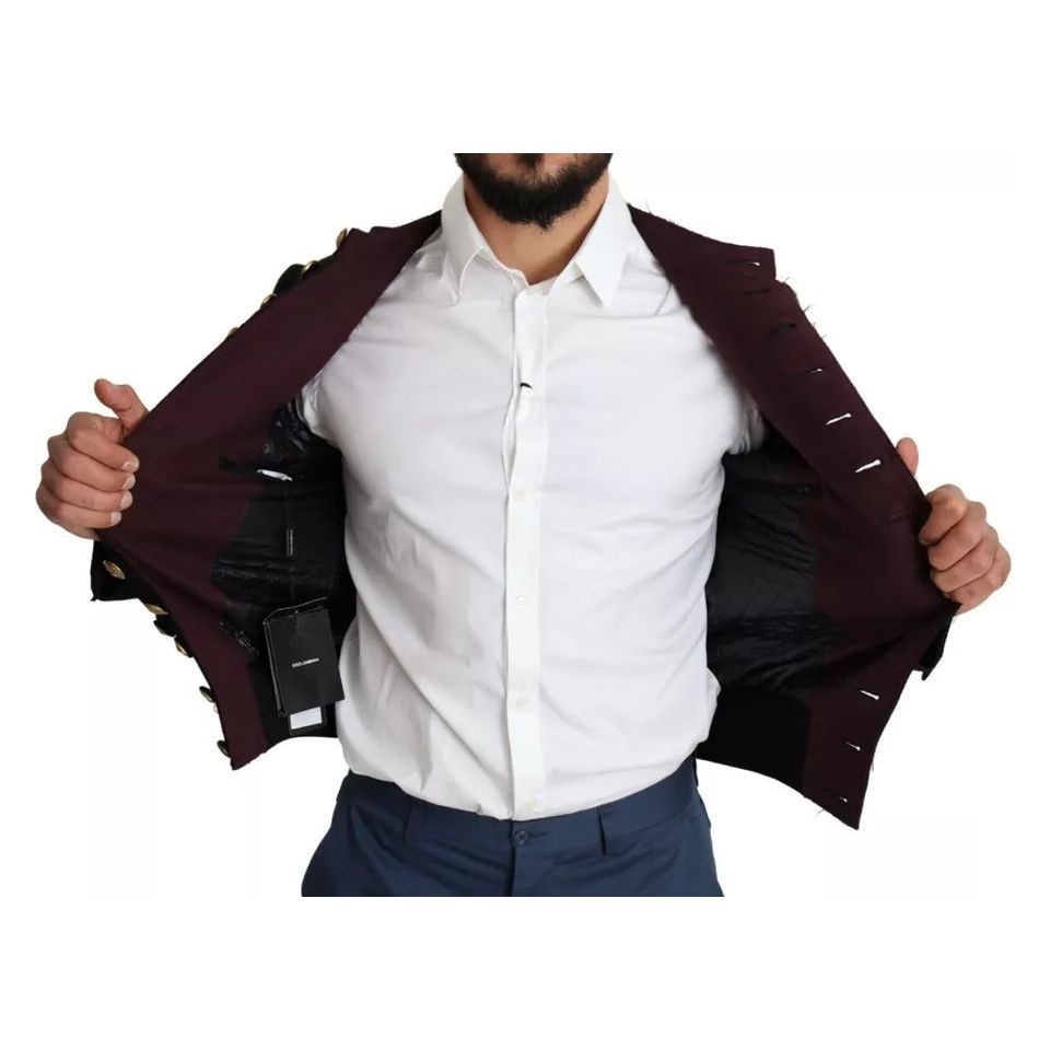 Dolce & Gabbana Black Button Embellished Military Jacket