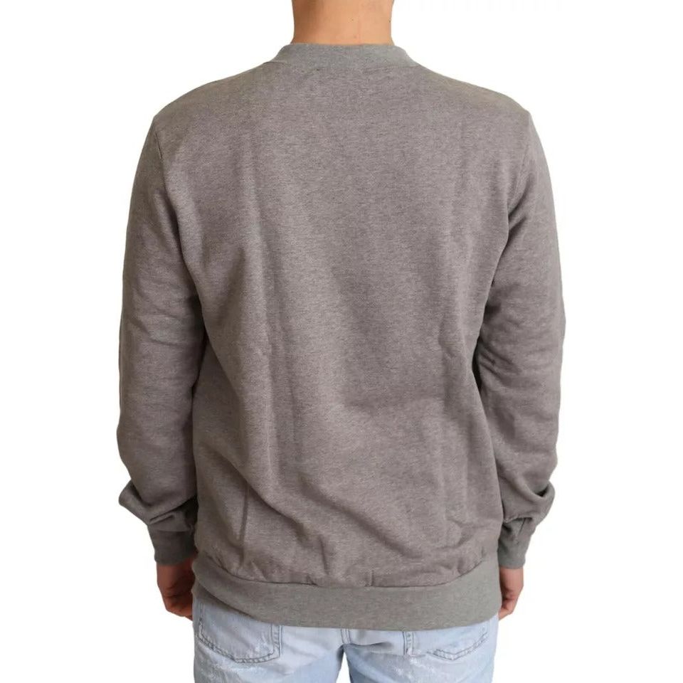 Dolce & Gabbana Gray Crown King Cotton Pullover Sweater