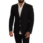 Dolce & Gabbana Black Cotton Slim Fit Coat Blazer Jacket