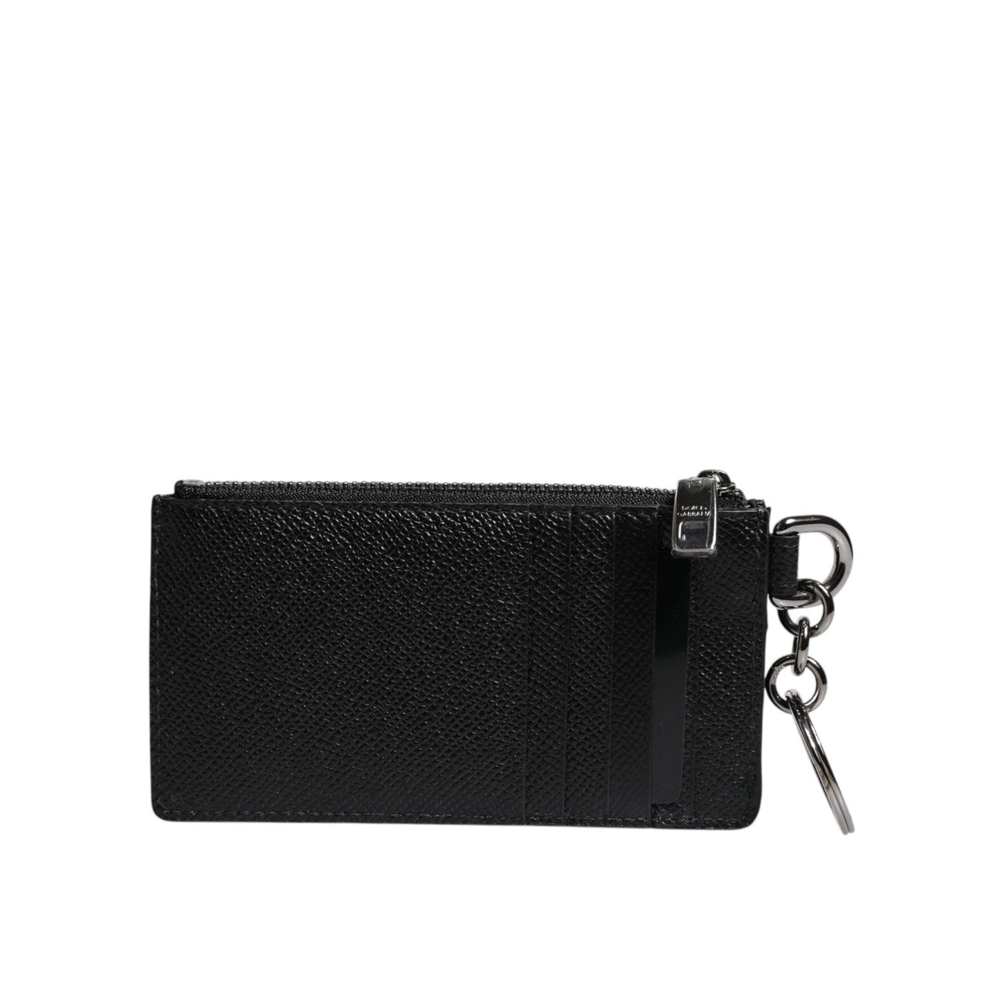 Dolce & Gabbana Black Calfskin Leather DG Logo Card Holder Wallet BAG4218