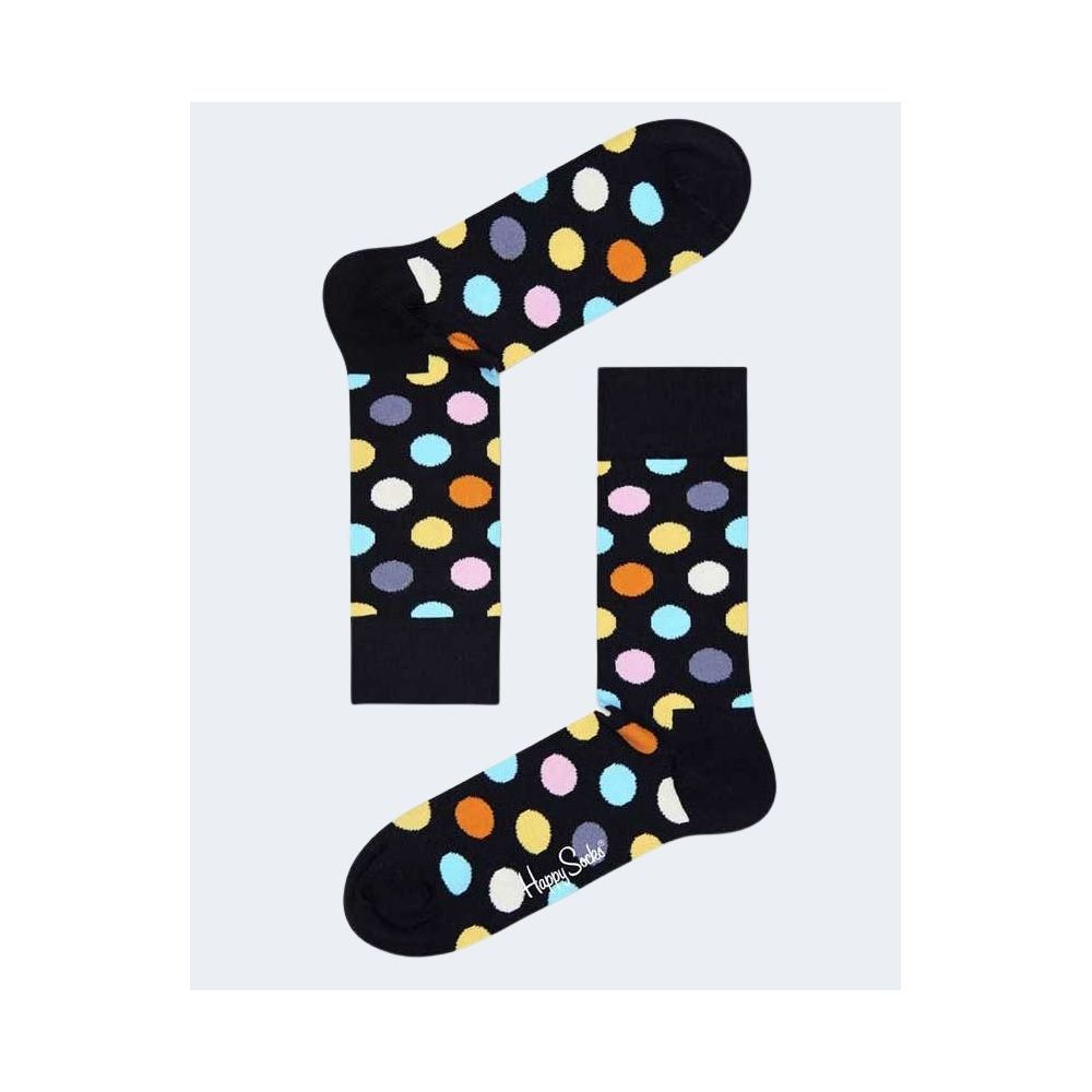 Happy Socks Black Cotton Socks with colorful polka dots, perfect blend of comfort and style for any occasion, elastic and soft.