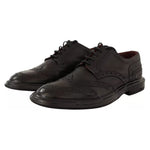 Dolce & Gabbana Black Perforated Leather Lace Up Derby Shoes