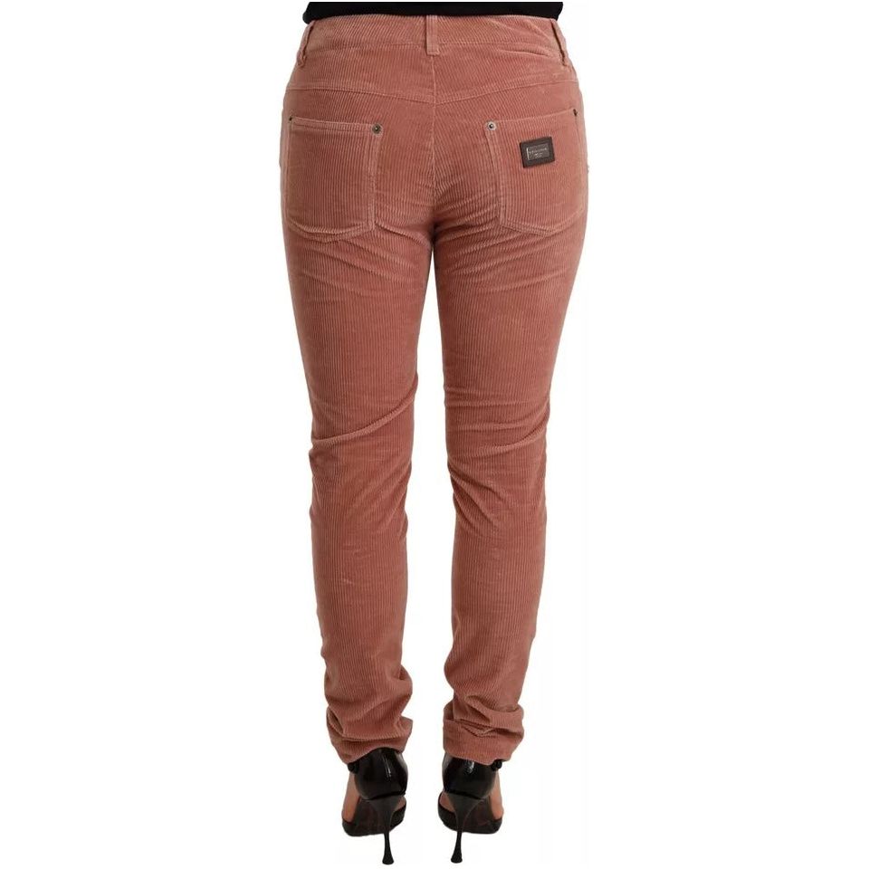 Dolce & Gabbana Pink Cotton Corduroy Skinny Jeans