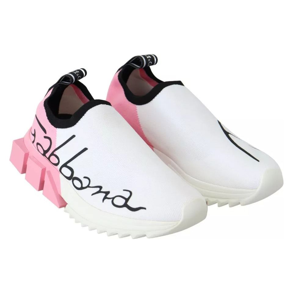 Dolce & Gabbana Pink White Logo Sorrento Sneakers Shoes LA8923-35
