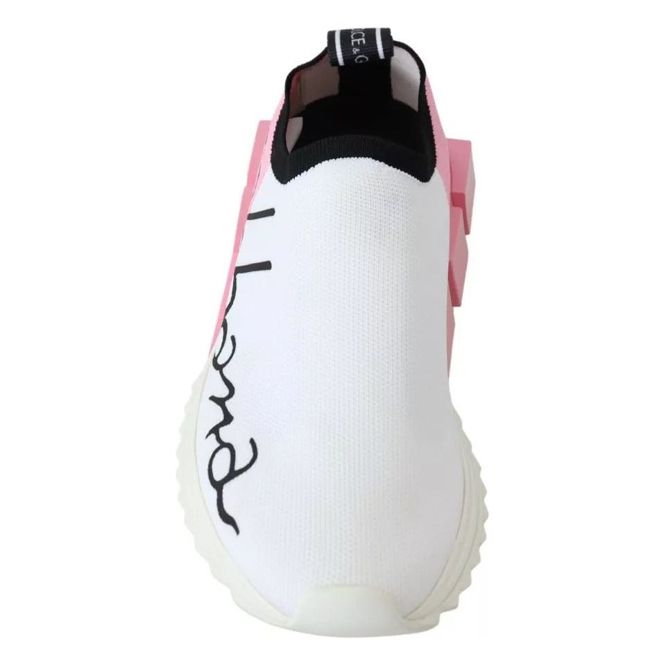 Dolce & Gabbana Pink White Logo Sorrento Sneakers Shoes LA8923-35