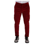 Dolce & Gabbana Red Corduroy Cotton Cargo Skinny Pants