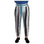 Dolce & Gabbana Multicolor Striped Silk Tapered Pants