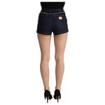 Dolce & Gabbana Dark Blue Embellished Denim Hot Pants Shorts