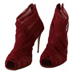 Dolce & Gabbana Red Tulle Ankle Boots Stiletto Heels Shoes LA8975-36.5