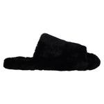 Dolce & Gabbana Black Polyester Faux Fur Mens Flats Sandals Shoes