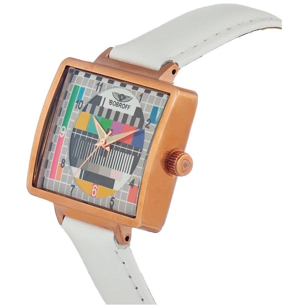 Bobroff White Leather Dress Watch