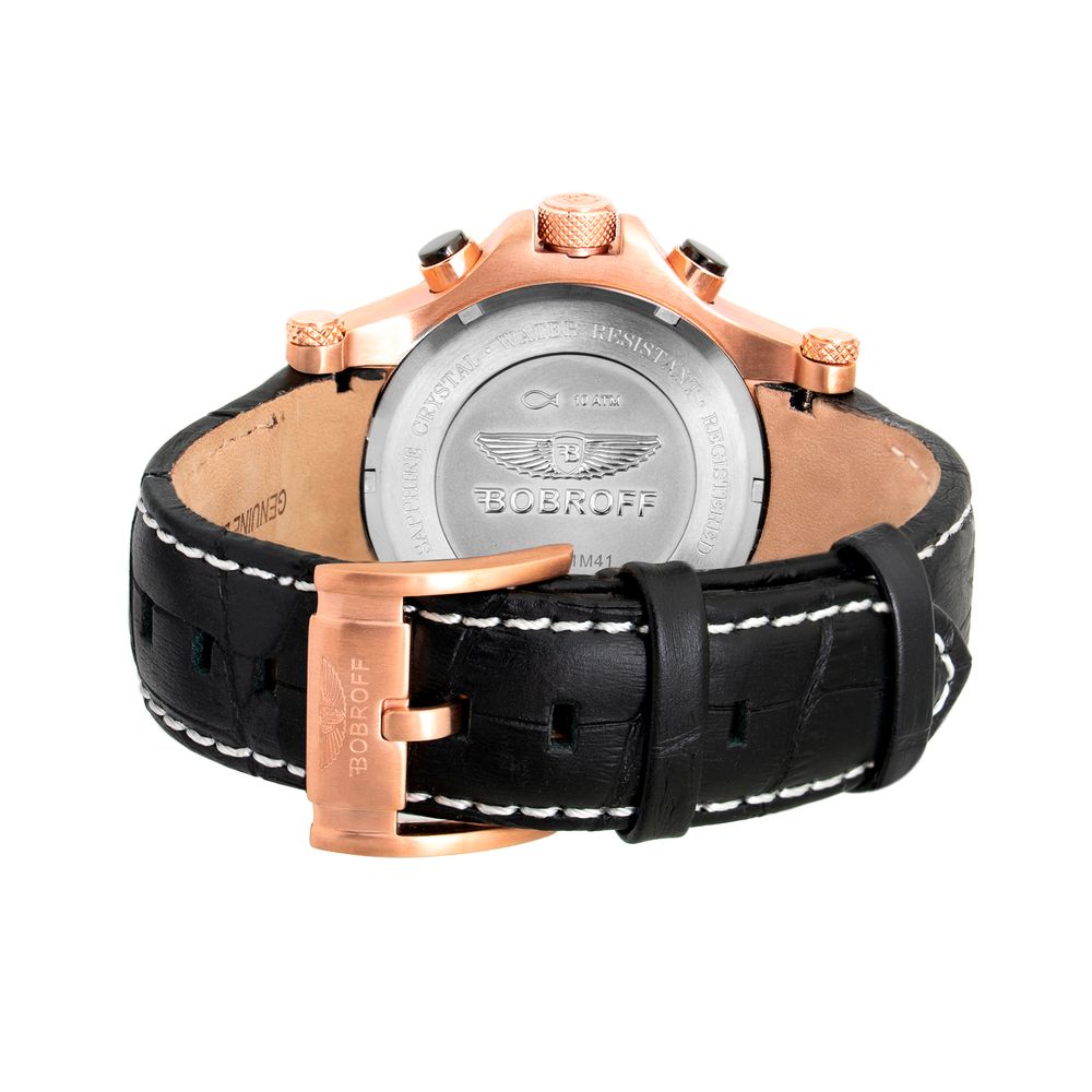 Bobroff Black Leather Dress Watch