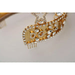Dolce & Gabbana Gold Crystal Star STRASS Crown Logo Tiara Diadem