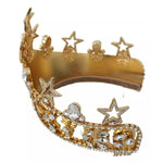 Dolce & Gabbana Gold Crystal Star STRASS Crown Logo Tiara Diadem