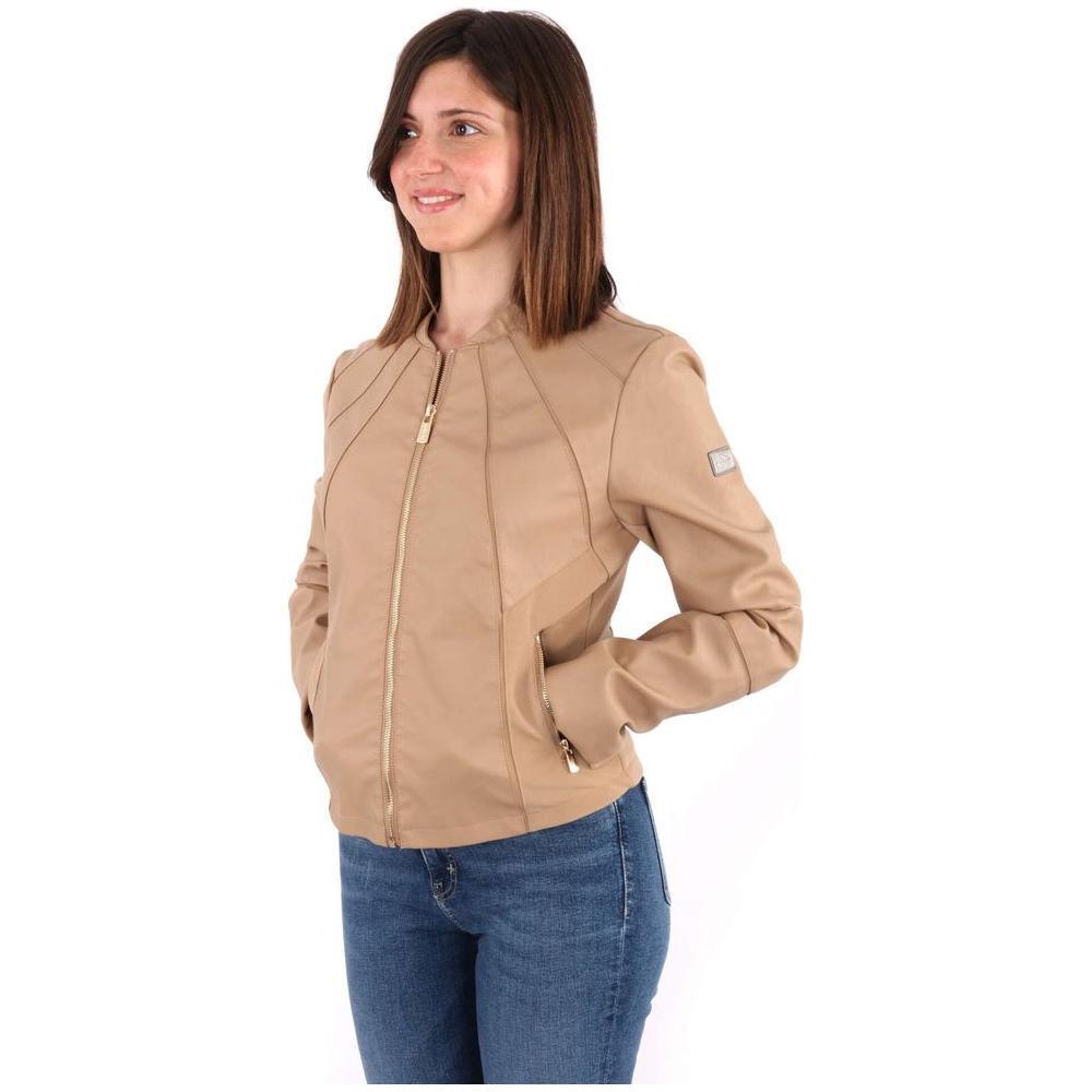 Yes Zee Beige Polyethylene Jackets & Coat YE-14606-XS