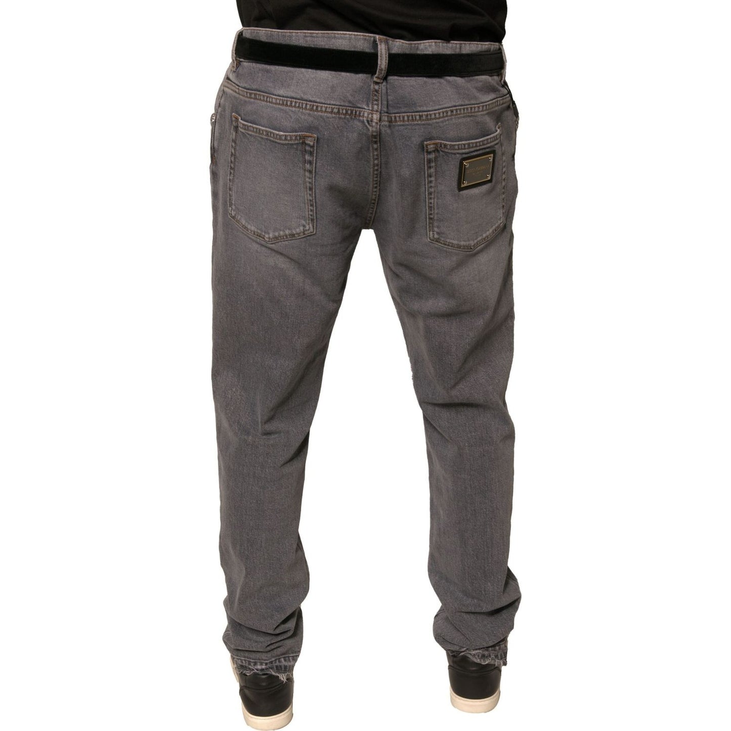 Dolce & Gabbana Gray Logo Cotton Stretch Skinny Denim Jeans