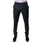 Dolce & Gabbana Blue Wool Tapered Formal Dress Pants