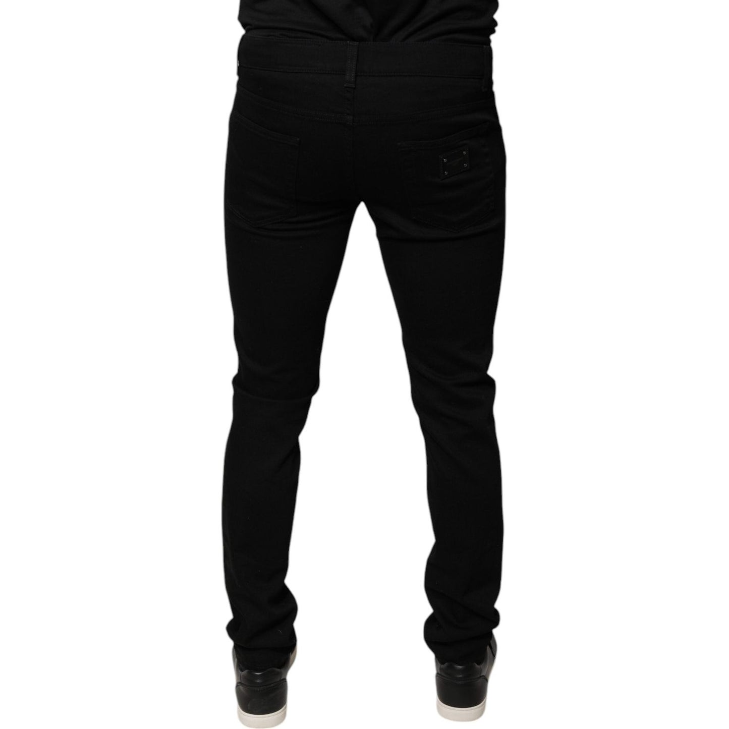 Dolce & Gabbana Black DG Crown Logo Cotton Skinny Denim Jeans