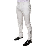 Dolce & Gabbana White Cotton Tapered Formal Dress Pants