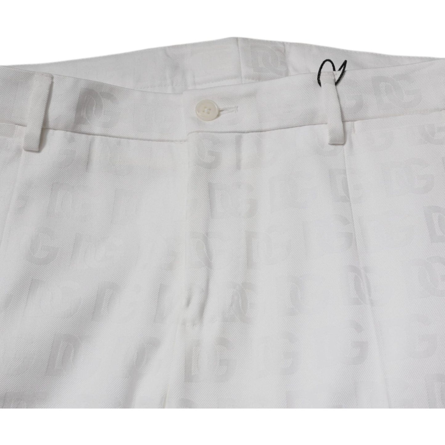 Dolce & Gabbana White Cotton Tapered Formal Dress Pants