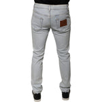 Dolce & Gabbana Light Blue Cotton Blend Tattered Skinny Denim Jeans