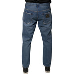 Dolce & Gabbana Blue Cotton Logo Men Loose Denim Jeans
