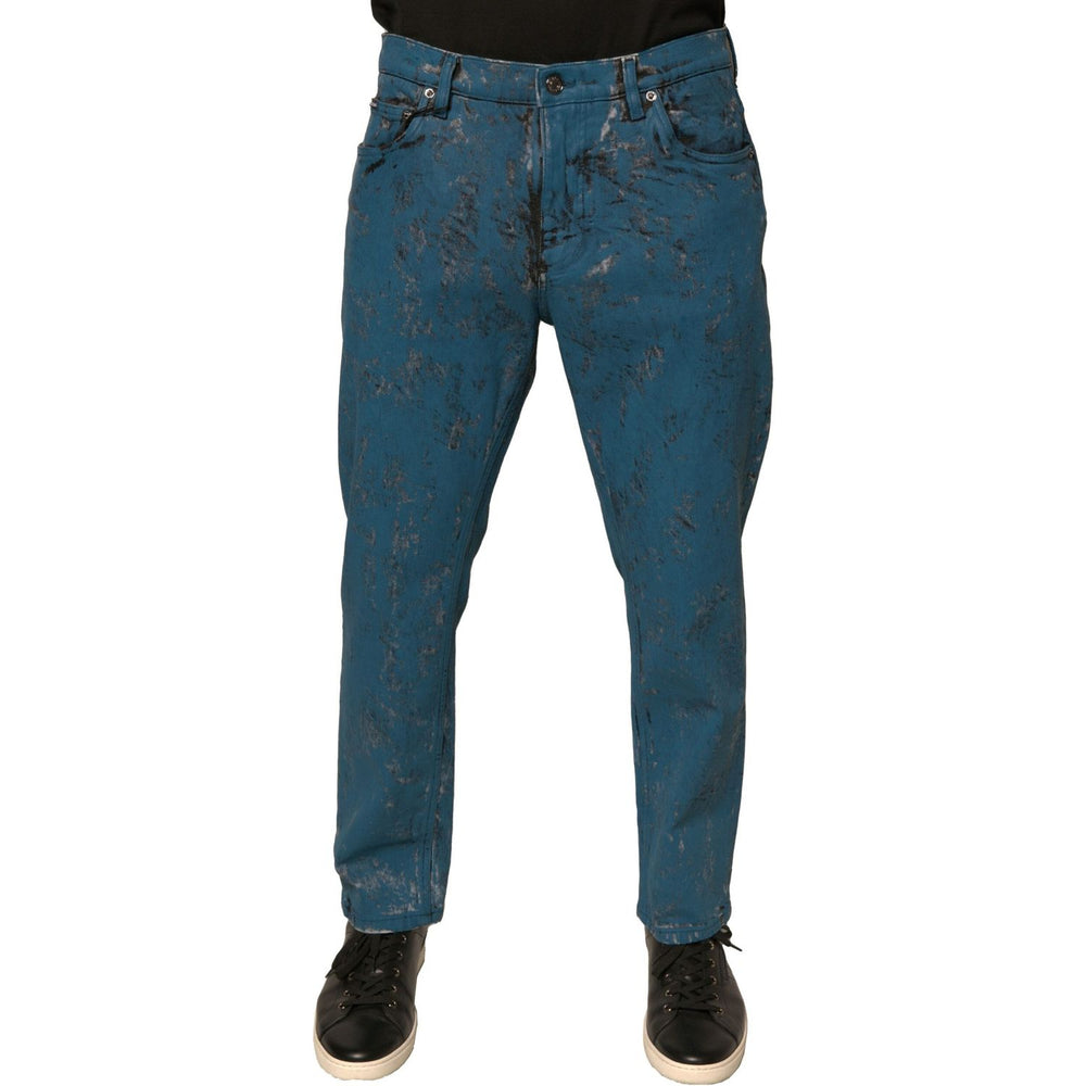 Dolce & Gabbana Blue Logo Cotton Stretch Skinny Denim Jeans