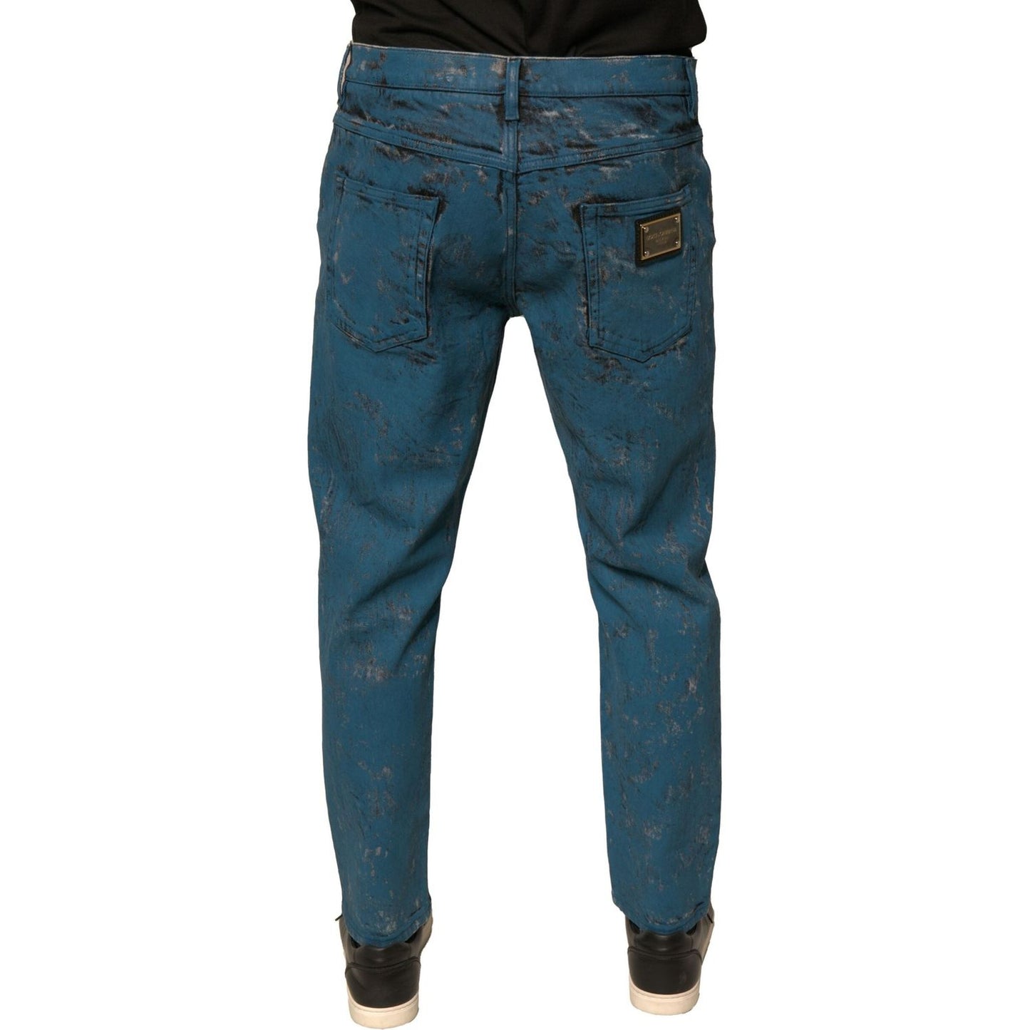 Dolce & Gabbana Blue Logo Cotton Stretch Skinny Denim Jeans