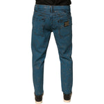 Dolce & Gabbana Blue Logo Cotton Stretch Skinny Denim Jeans