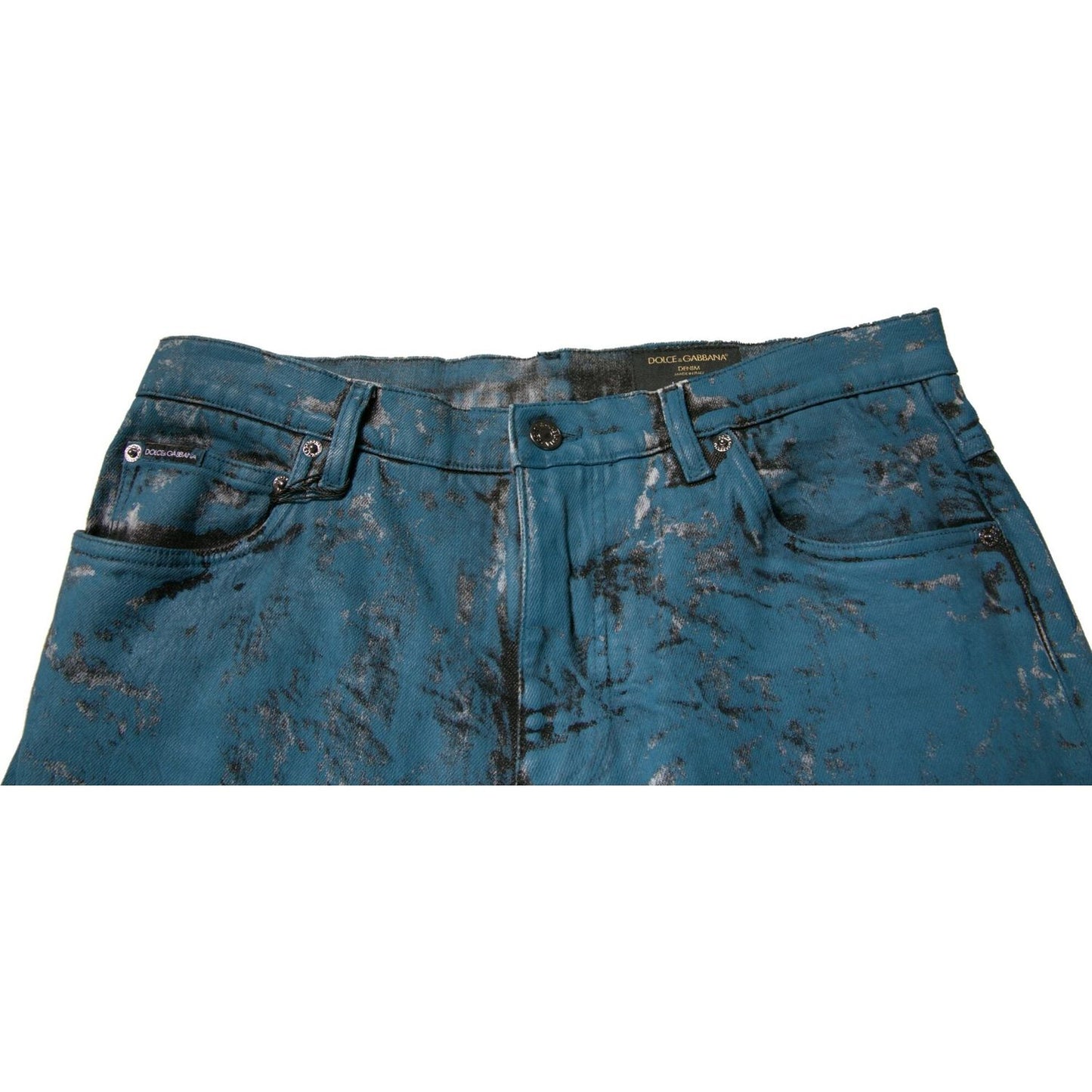 Dolce & Gabbana Blue Logo Cotton Stretch Skinny Denim Jeans