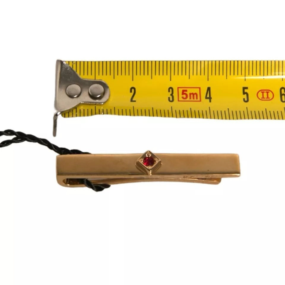 Dolce & Gabbana Gold Tone Brass Crystal Branded Tie Clip Bar SMY10643