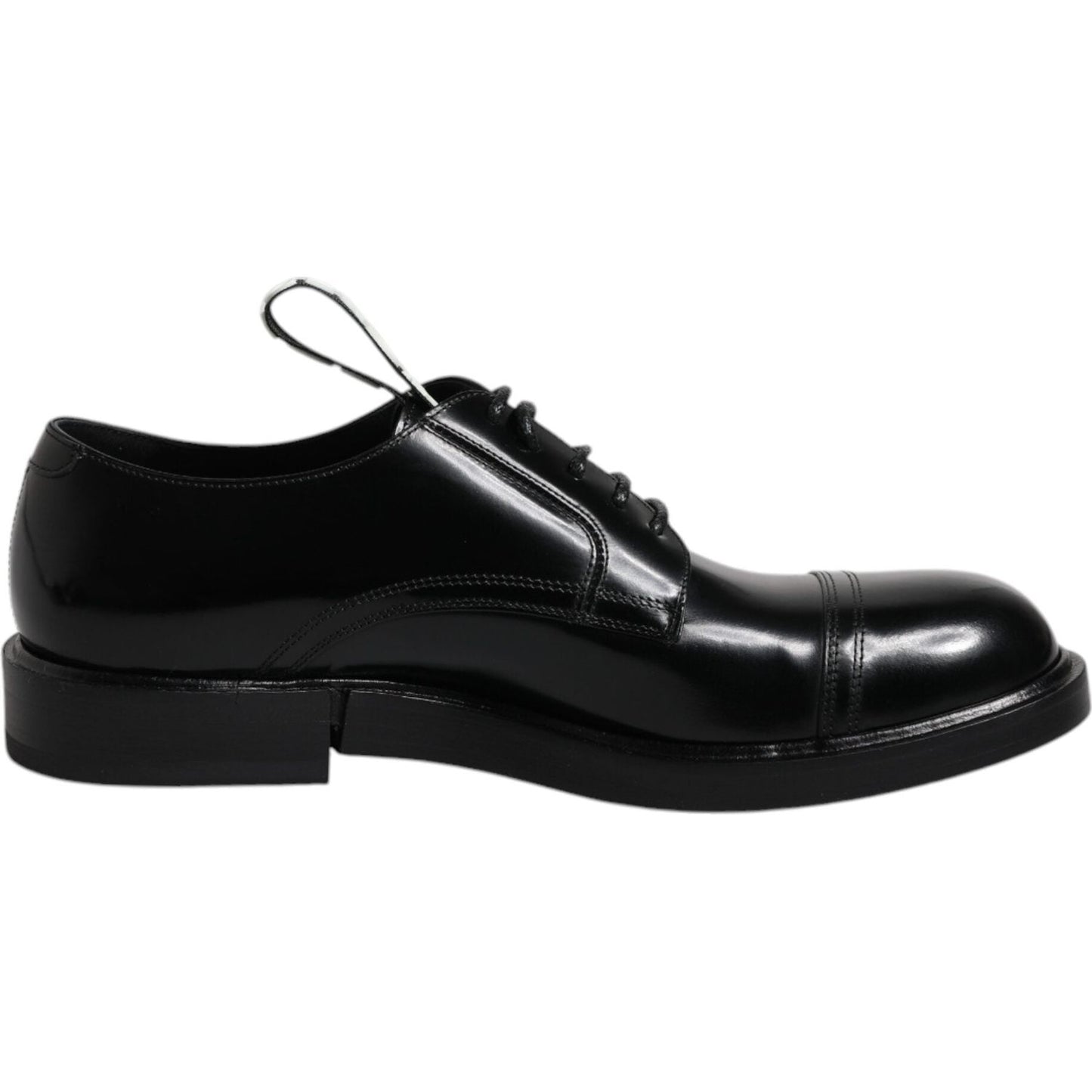 Dolce & Gabbana Black Patent Leather Derby Lace Up Formal Dress Shoes