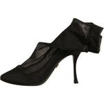 Dolce & Gabbana Black Silk Mesh Sock Style Heels Boots Shoes