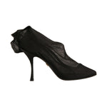Dolce & Gabbana Black Silk Mesh Sock Style Heels Boots Shoes