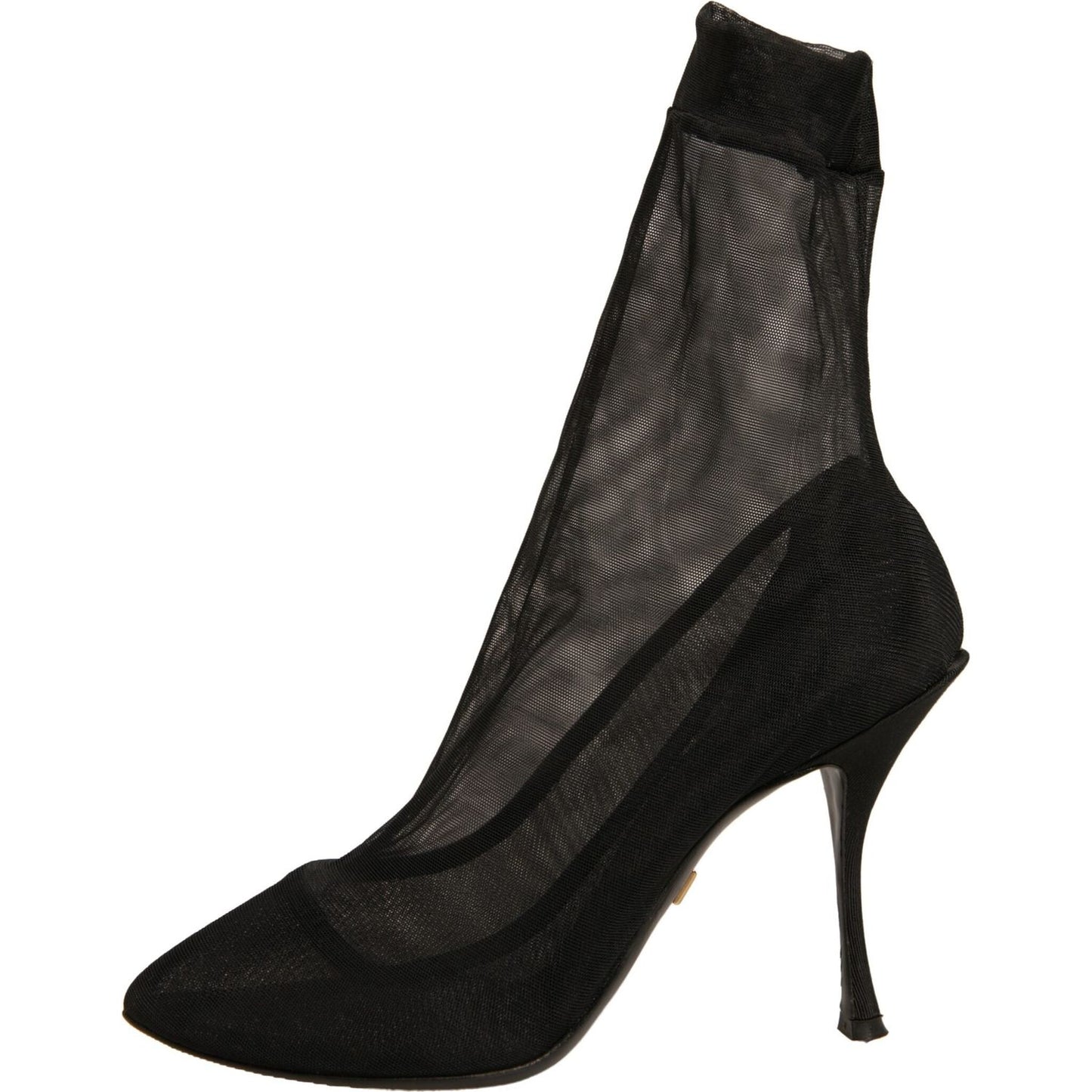 Dolce & Gabbana Black Silk Mesh Sock Style Heels Boots Shoes
