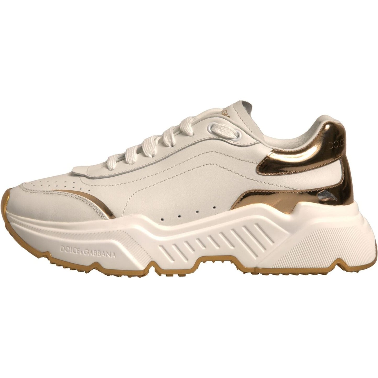 Dolce & Gabbana White Gold Daymaster Low Top Sneakers Shoes
