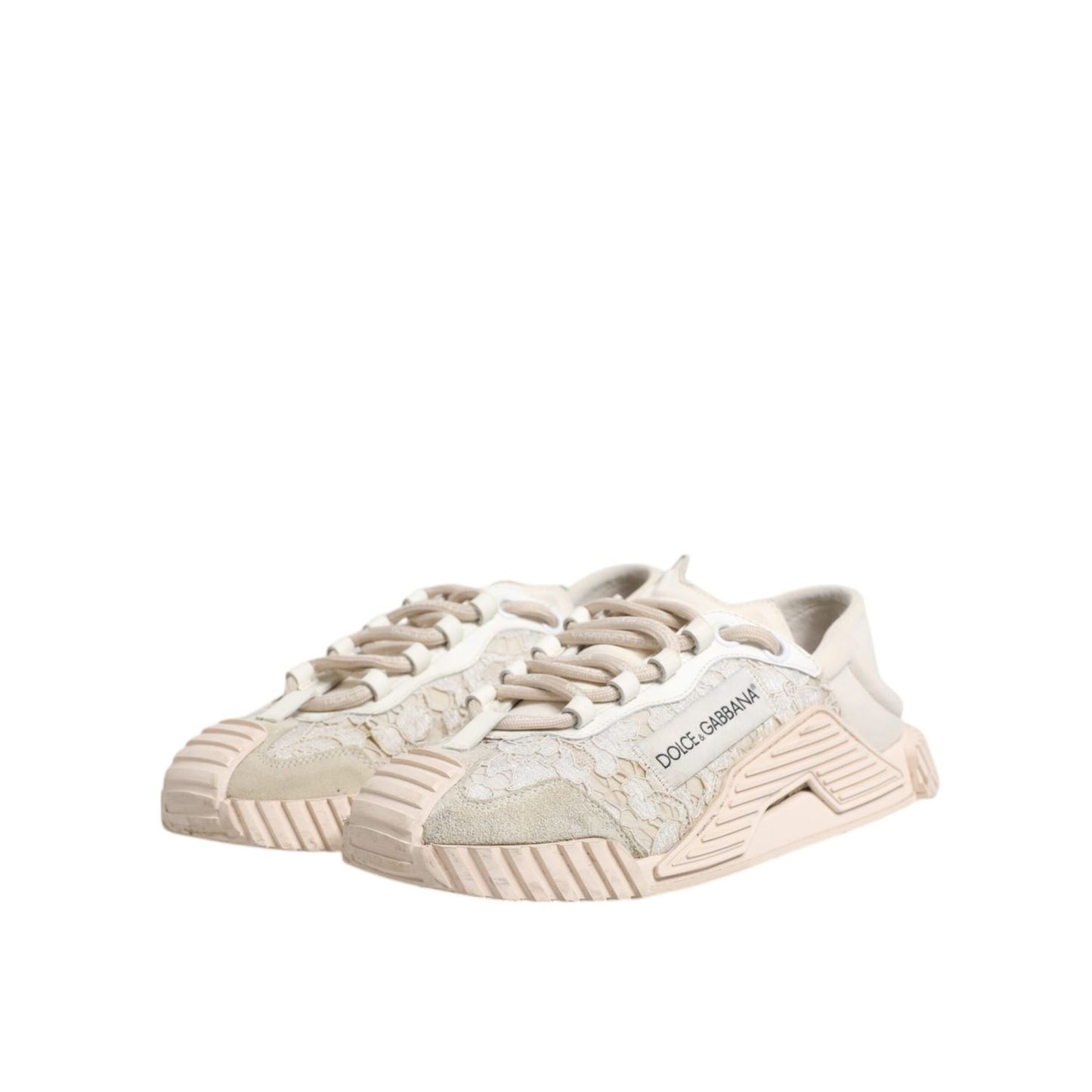 Dolce & Gabbana White Lace NS1 Low Top Sneaker Sports Shoes