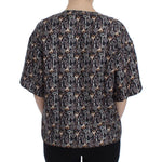 Dolce & Gabbana Gray Gold Key Print Silk Blouse T-shirt SIG13325-4