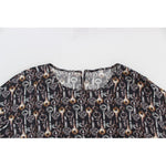 Dolce & Gabbana Gray Gold Key Print Silk Blouse T-shirt SIG13325-4