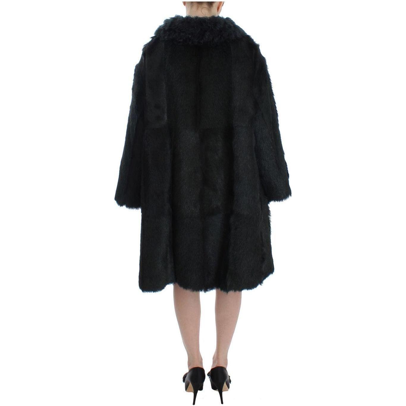 Dolce & Gabbana Black Goat Fur Shearling Long Jacket Coat SIG12483-1