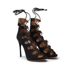 Alaïa Black Suede Leather Sandal
