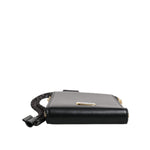 Dolce & Gabbana Black Leather Logo Plaque Neck Strap Card Coin Wallet