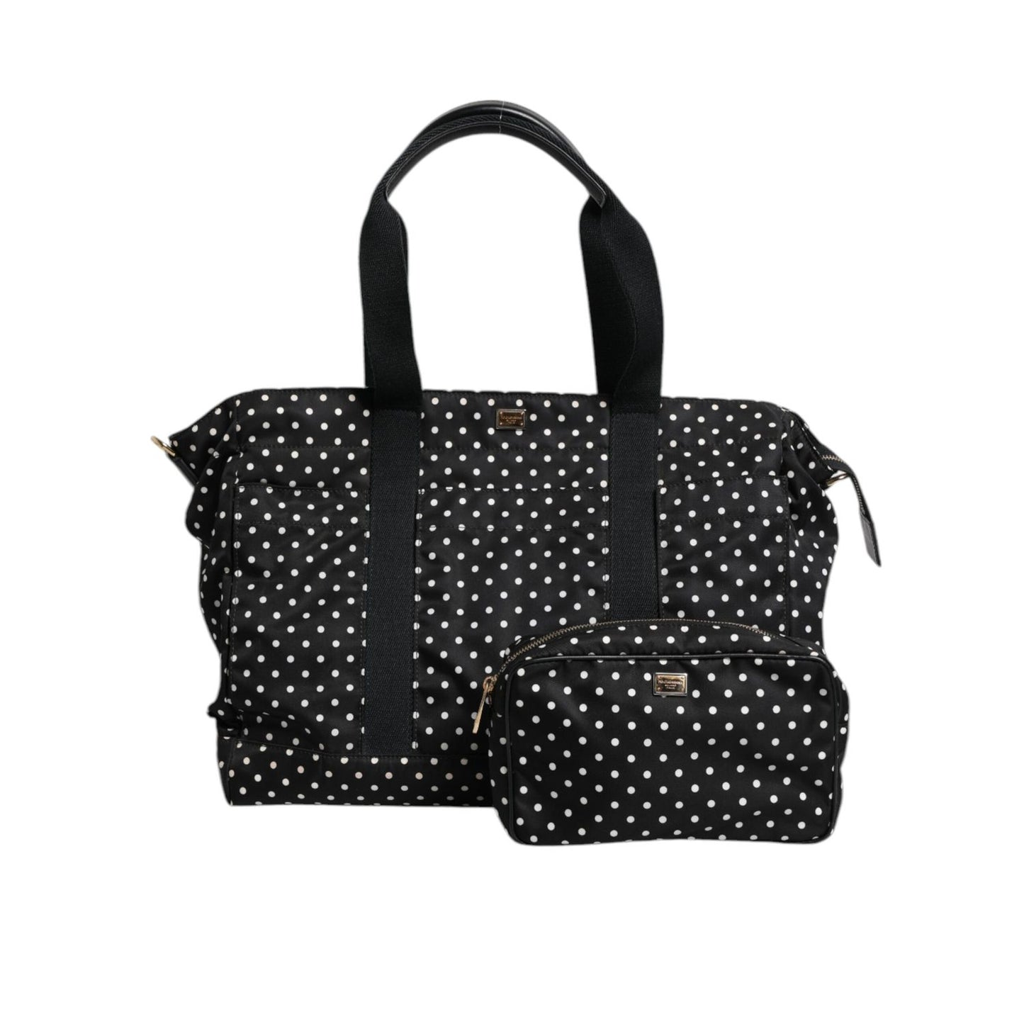 Dolce & Gabbana Black PolkaDot Nylon Shoulder Baby Tote Diaper Bag