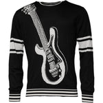 Dolce & Gabbana Black White Guitar Silk Crew Neck Sweater