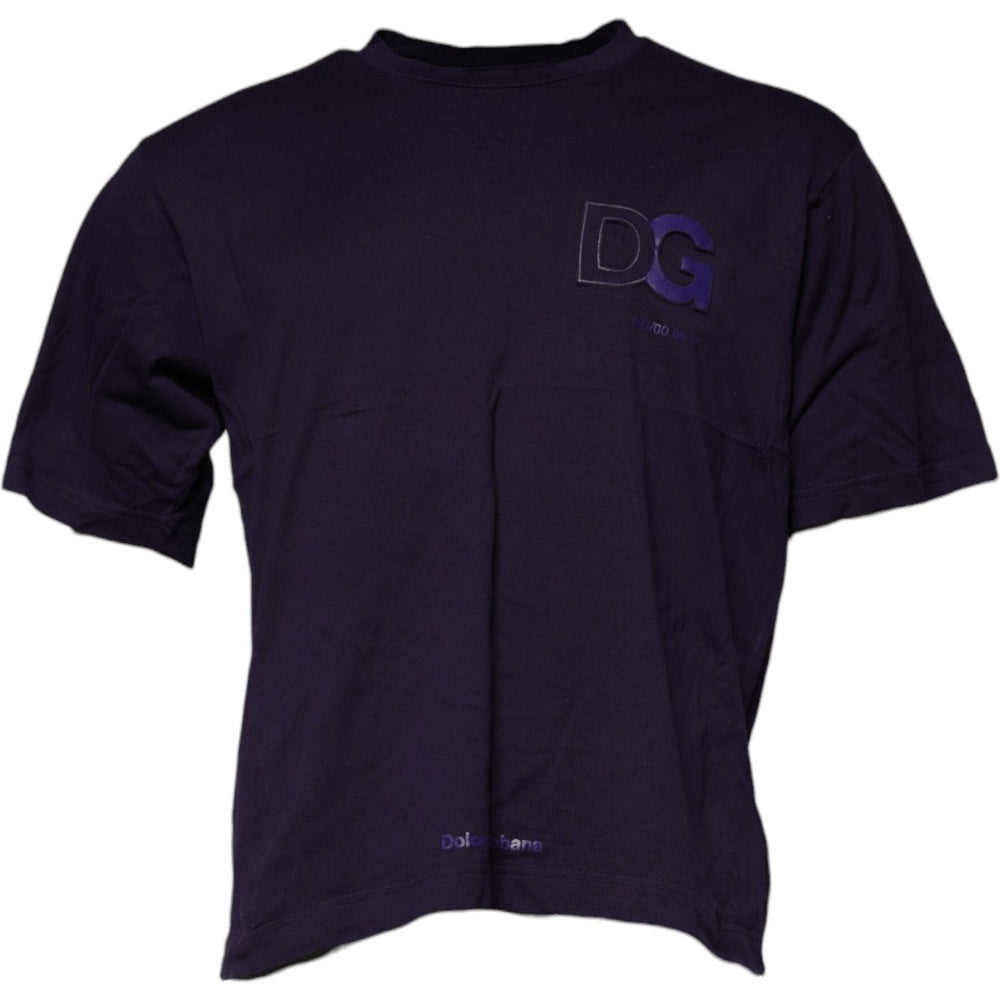 Dolce & Gabbana Purple DG Logo Cotton Crew Neck T-shirt