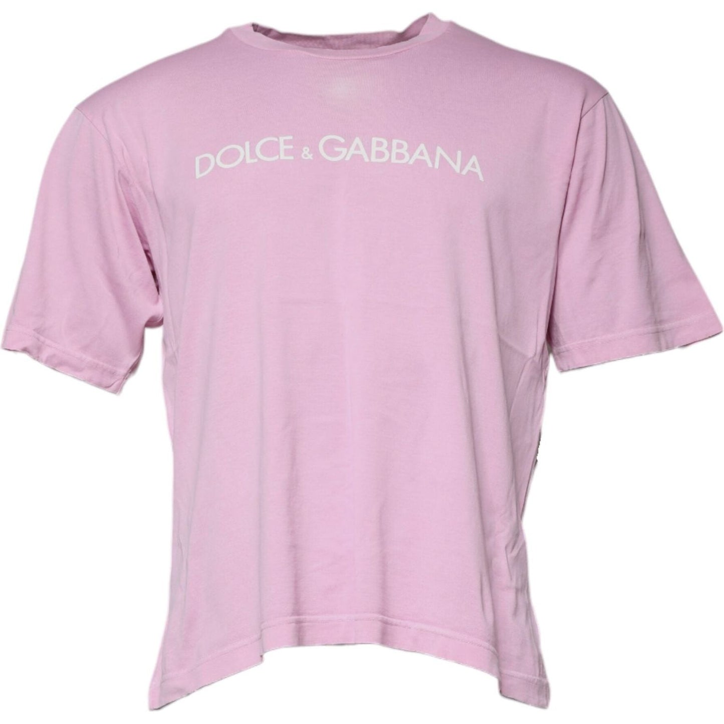 Dolce & Gabbana Pink Logo Print Cotton Crew Neck T-shirt