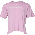 Dolce & Gabbana Pink Logo Print Cotton Crew Neck T-shirt