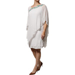 Blumarine White Floral Embroidery Viscose Chiffon Shift Dress