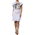 Moschino Couture White Printed Viscose Sheath Mini Dress