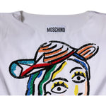 Moschino Couture White Printed Viscose Sheath Mini Dress